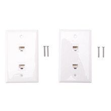 2 Pack 2 Port Ethernet Wall Plate, Cat6 Female to Female Wall Jack RJ45 Inline Coupler Wall Outlet, White