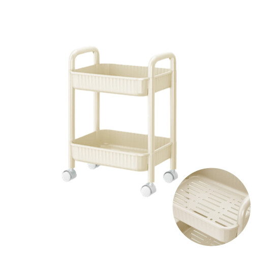 Rolling Utility Cart Plastic 2-Tier with Locking Casters 1