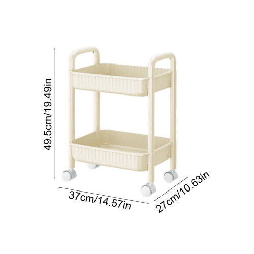 Rolling Utility Cart Plastic 2-Tier with Locking Casters 2