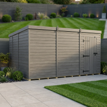 12x9 Pent Composite Shed Tanalised (Single Door, No Windows)