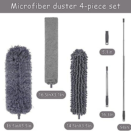 20Pcs Microfiber Duster Kit with Extension Pole 30-110 Inches for High Ceiling for Cleaning Cobweb, Blinds 2