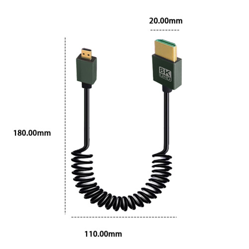 HDMI 2.1 to Micro HDMI Coiled Cable 48Gbps 1