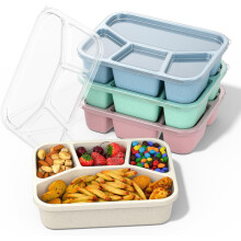 Bento Box Stackable 4-Compartment Lunch Container 4 Pack