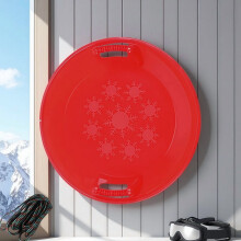 Red Round Snow Sled 2 Feet Portable with Grip Rope