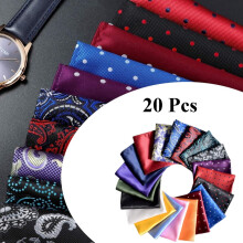 Men's Pocket Squares Set Assorted Colors 20 pcs with Box