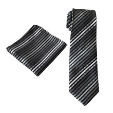 Men's Classic Striped Necktie and Pocket Square Set 8CM Wide