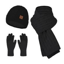 Winter Beanie Scarf and Touchscreen Gloves Set for Women
