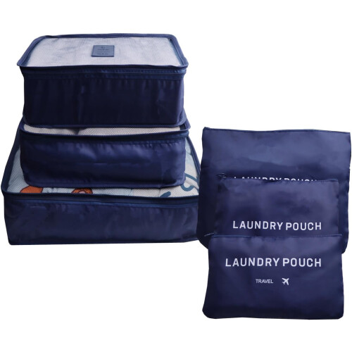 Packing Cubes Set Navy Blue Polyester 6-Piece