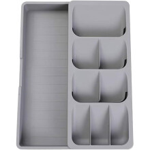 Flatware Drawer Organizer Grey Expandable Cutlery Divider