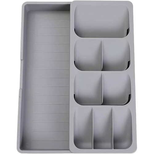 Flatware Drawer Organizer Grey Expandable Cutlery Divider