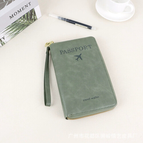 RFID Passport Wallet Slim Travel Organizer Green