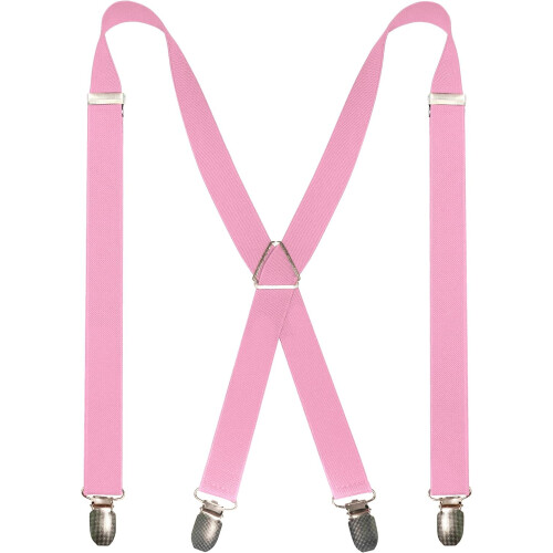 Men's Solid Color Adjustable Suspenders with 4 Clips