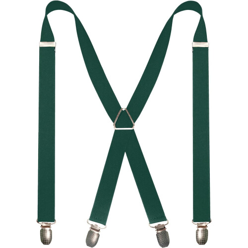 Men's Solid Color Adjustable Suspenders with 4 Clips