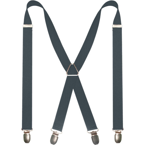 Men's Solid Color Adjustable Braces with 4 Clips