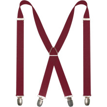 Men's Solid Color Adjustable Braces with 4 Clips