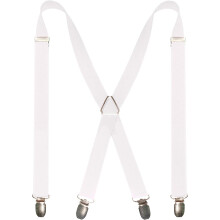 Men's Solid Color Adjustable Braces with 4 Clips