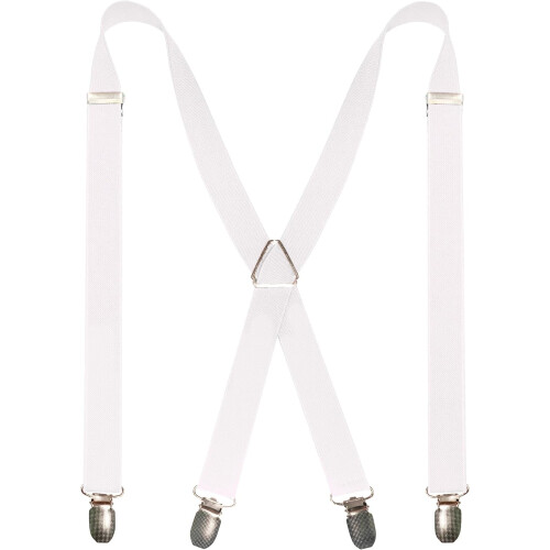 Men's Solid Color Adjustable Braces with 4 Clips