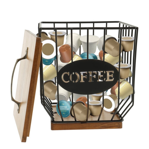 K-Cup Holder with Lid and Wooden Base 12-Pack