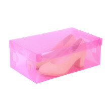 Clear Stackable Shoe Boxes Pink with Latching Lids