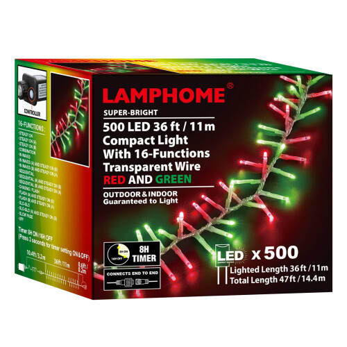 Christmas Cluster Lights 36FT 500LED Clear Wire 16 Modes 1