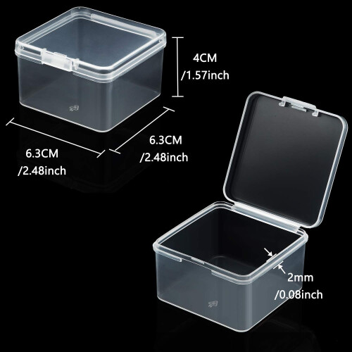 Clear Plastic Bead Storage Box with Hinged Lid 1
