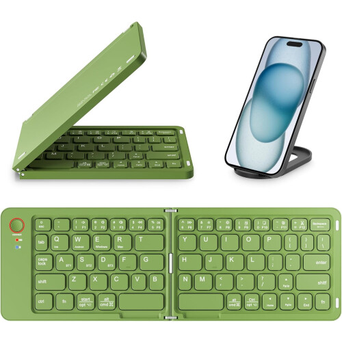 Mini Foldable Bluetooth Keyboard Aluminum 3-Device Sync