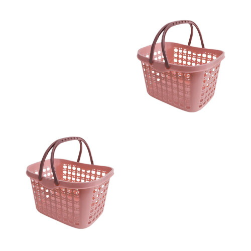 Wicker Shopping Basket Set Pink 2-Pack