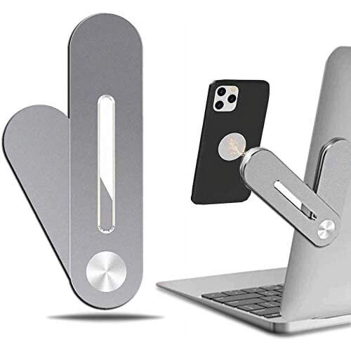 LNKOO Adjustable Laptop Stand with Phone Holder Silver 1PC