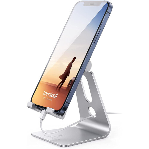 Adjustable Phone Stand Silver for iPhone and Android
