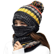 Women's Beanie and Scarf Set Fleece-Lined Knit Slouchy