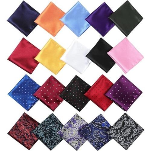 Men's Pocket Squares Set Assorted Colors 20 pcs with Box 2