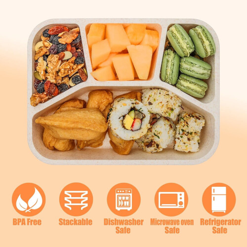 Bento Box Stackable 4-Compartment Lunch Container 4 Pack 1