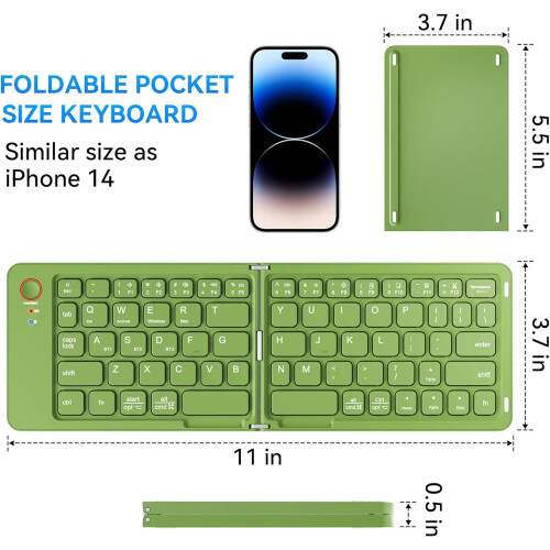 Mini Foldable Bluetooth Keyboard Aluminum 3-Device Sync 2