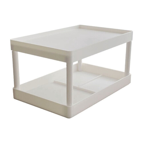 White Plastic 2-Tier Desktop Storage Rack 11.02x7.09x5.91 1