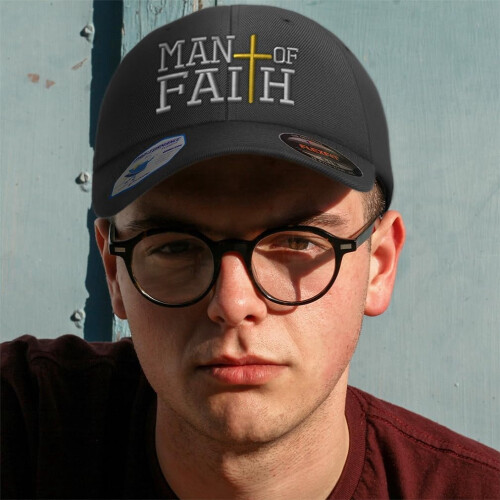 Καπέλο μπαμπά Unisex Flexfit με κέντημα Man of Faith 2