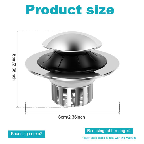 Sink Stopper with Removable Filter 2PCS 1
