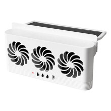 (White) Solar Powered Car Window Air Vent Fan USB Powered Auto Ventilation Fan for All Cars