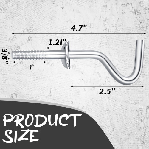 Zinc Hammock Hooks 3/8 inch Heavy Duty 4 Pack Silver 1