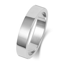 (S) Medium 9ct White Gold 4mm Flat Men/Ladies Wedding Band/Ring