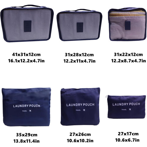 Packing Cubes Set Navy Blue Polyester 6-Piece 2