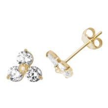 Beautiful 9ct Gold Ladies Stud Earrings with Cubic Zirconia/CZ - 7mm*7mm