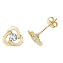 Exquisite 9ct Gold Ladies Stud Earrings with Cubic Zirconia/CZ - 8mm*8mm