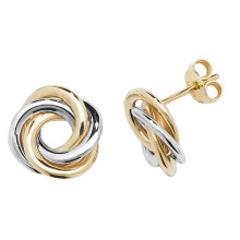 9ct 2 Colour Gold Ladies Stud Earrings - 11mm*11mm