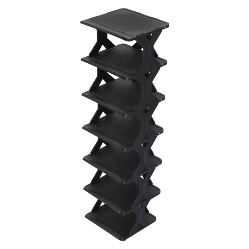 Unbranded Stackable Plastic Shoe Rack Black 1