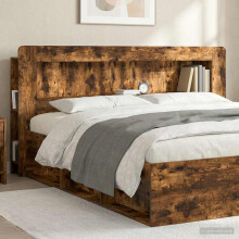 vidaXL Headboard Cabinet with Storage Smoked Oak 215 x 18.5 x 100 cm
