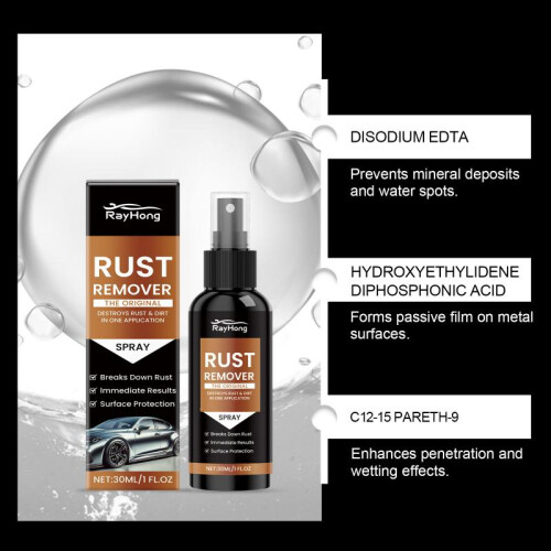 RAYHONG Car Rust Cleaner & Brightener Gloss Renew Gentle Rust Removal Spray 2
