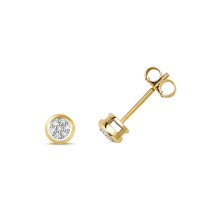 9ct Gold Ladies Diamond Stud Earrings Brilliant Cut 0.06 Carat H - PK - 4mm*4mm