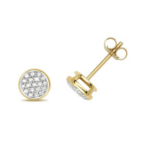 9ct Gold Ladies Diamond Stud Earrings Brilliant Cut 0.17 Carat H - PK - 7mm*7mm