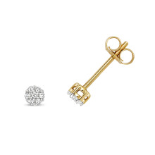 9ct Gold Ladies Diamond Stud Earrings Brilliant Cut 0.07 Carat G-H - SI