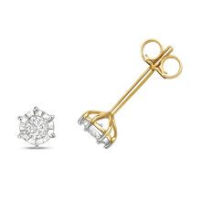 9ct Gold Ladies Diamond Stud Earrings Brilliant Cut 0.21 Carat H - PK2 - 5mm*5mm